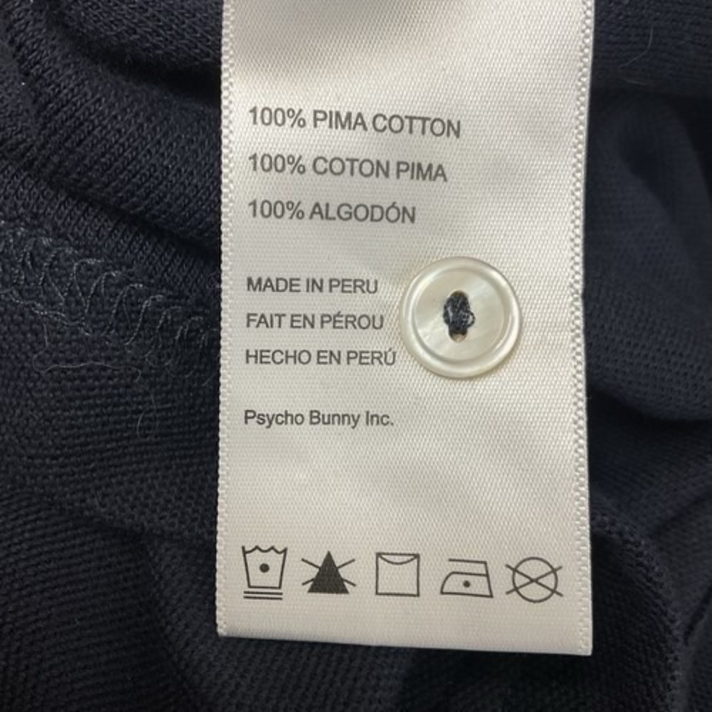 Psycho Bunny Navy Blue Tipped Pique Short Slv. Golf Polo Shirt Men 8/US 2XL Peru - Picture 3 of 7